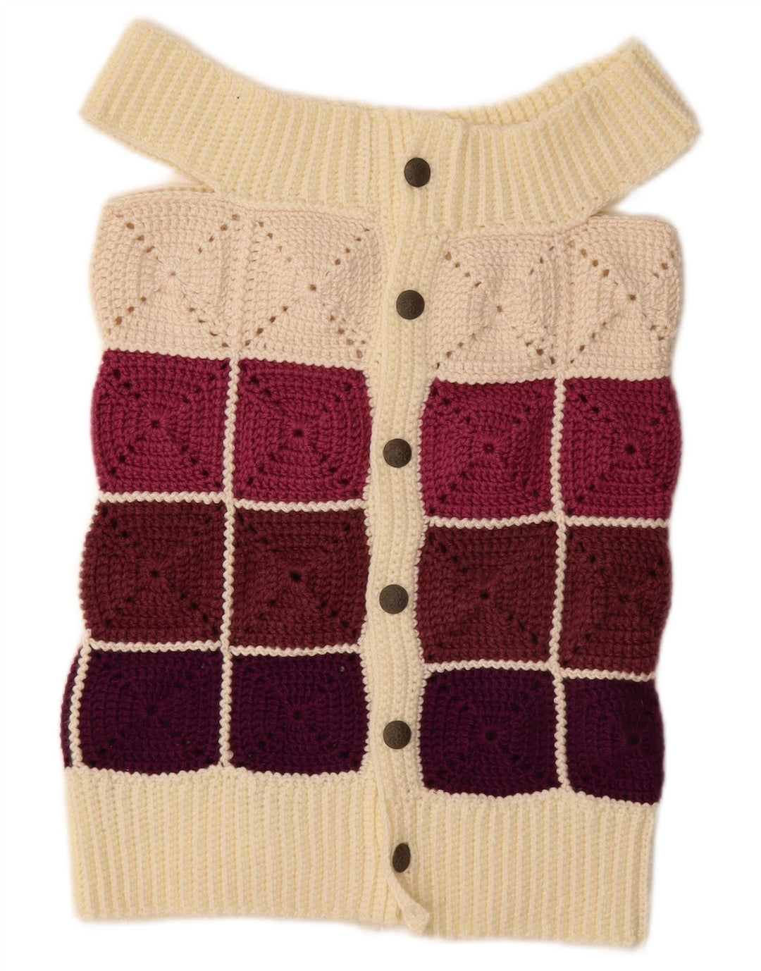 Vintage Womens Cardigan Sweater UK 8 Small Multicoloured Colourblock