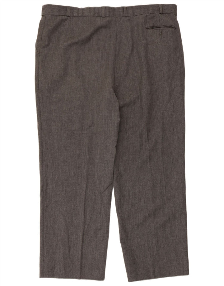 Marks & Spencer Mens Straight Suit Trousers W42 L29 Grey Striped Polyester