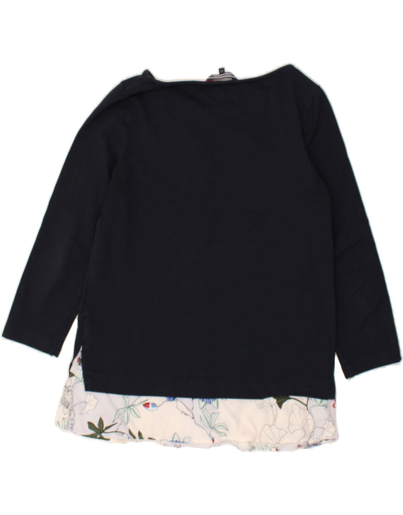 TOMMY HILFIGER Womens Loose Fit Top Long Sleeve UK 6 XS Navy Blue Floral | Vintage Tommy Hilfiger | Thrift | Second-Hand Tommy Hilfiger | Used Clothing | Messina Hembry 