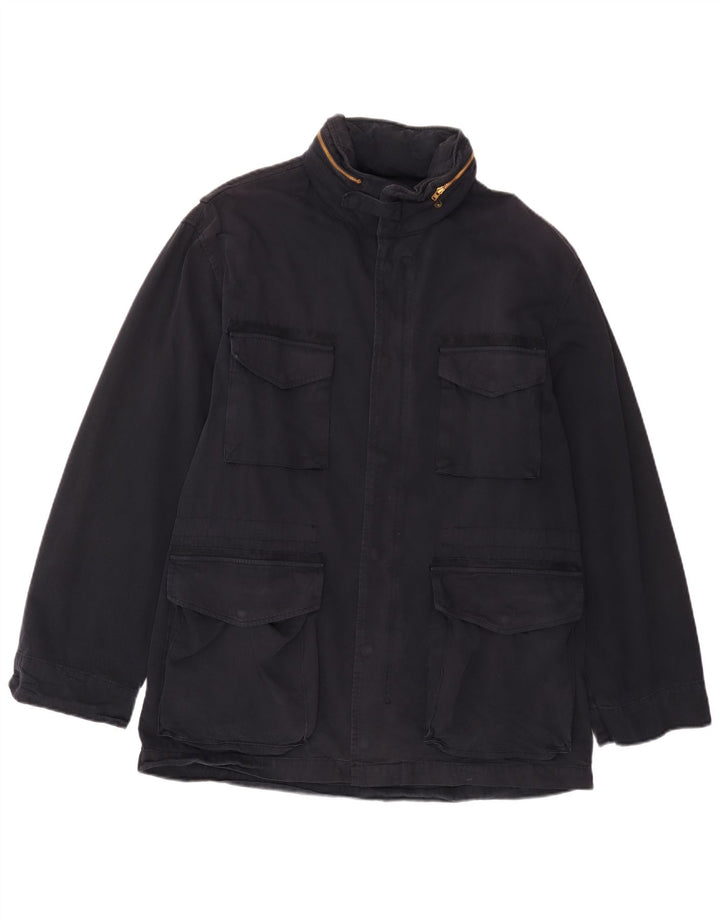 Carrera Mens Hooded Utility Jacket UK 42 XL Navy Blue Cotton