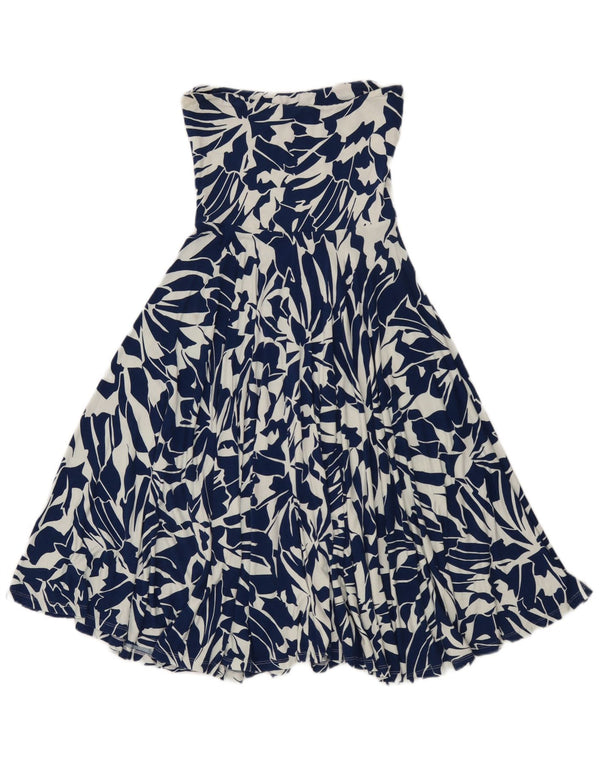 MINT VELVET Womens Strapless Dress UK 8 Small Blue Floral Viscose
