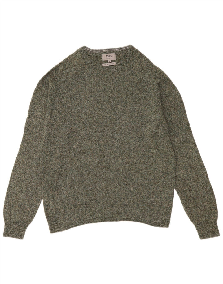 Marks & Spencer Mens Boat Neck Jumper Sweater Medium Green Flecked