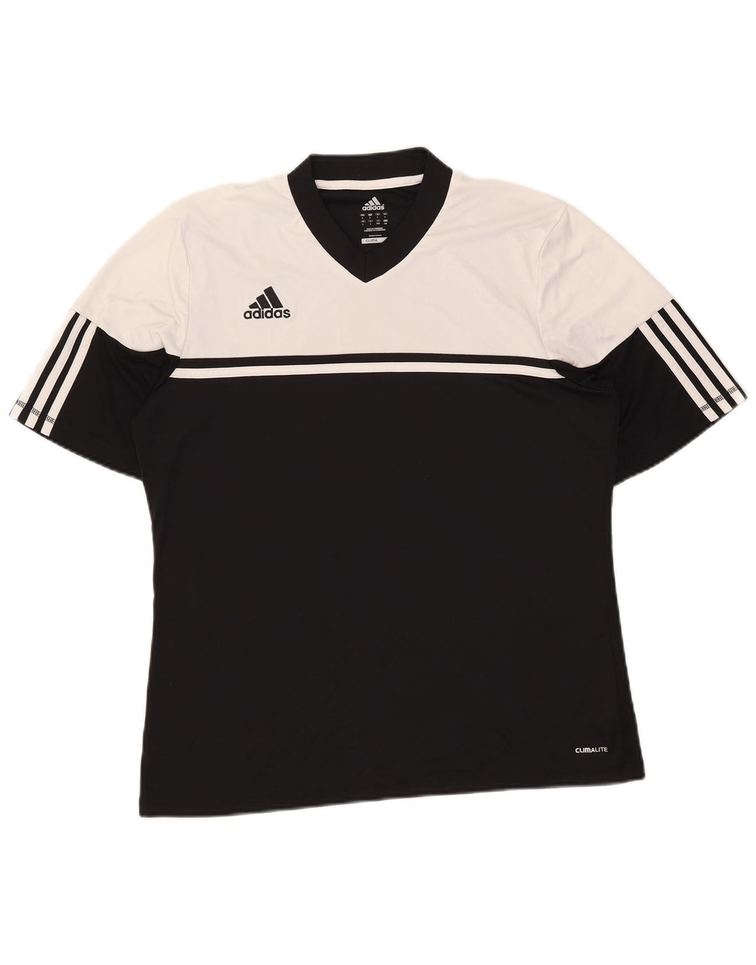 Adidas Mens Climalite T-Shirt Top Large Black Colourblock Polyester