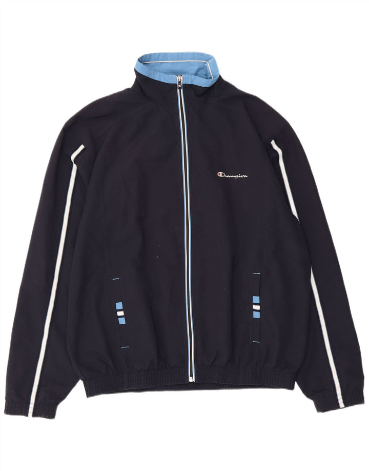 Champion Mens Tracksuit Top Jacket XL Navy Blue Polyester