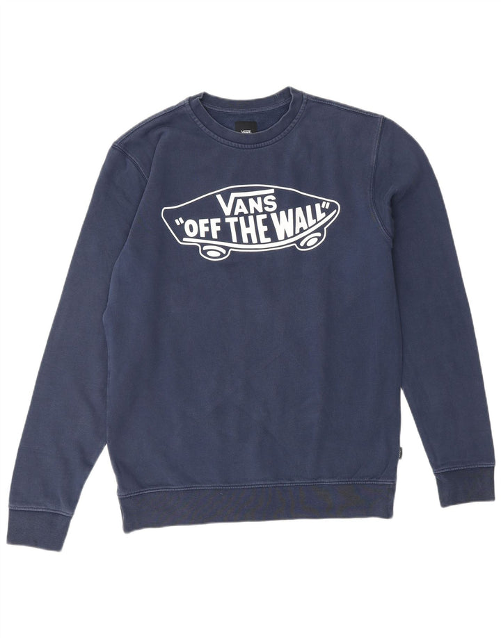 VANS Mens Graphic Sweatshirt Jumper Small Navy Blue Cotton