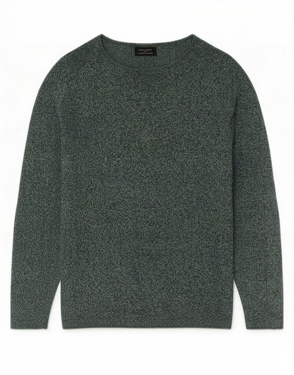 Zara Mens Button Neck Jumper Sweater Medium Green Flecked