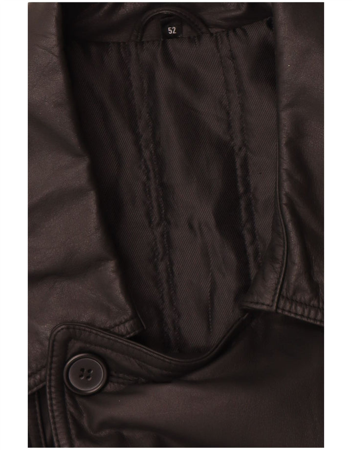 WESTBURY Mens Leather Trench Coat IT 52 XL Black Leather