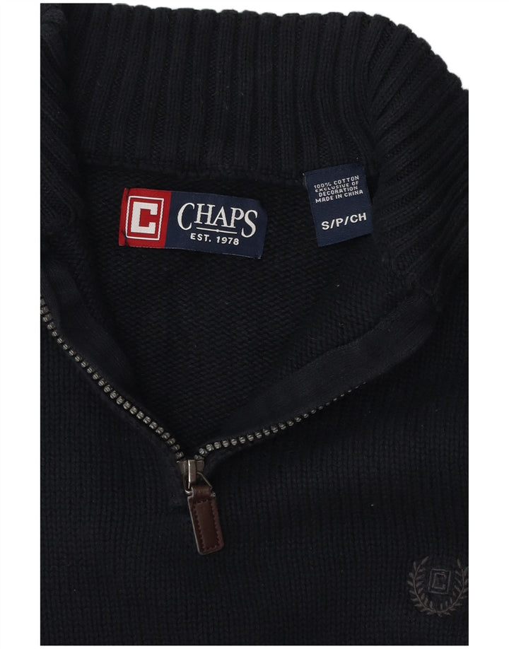 CHAPS Mens Zip Neck Jumper Sweater Small Navy Blue Cotton