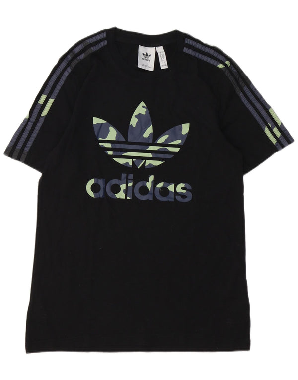 Adidas Mens Graphic T-Shirt Top Small Black Camouflage Cotton