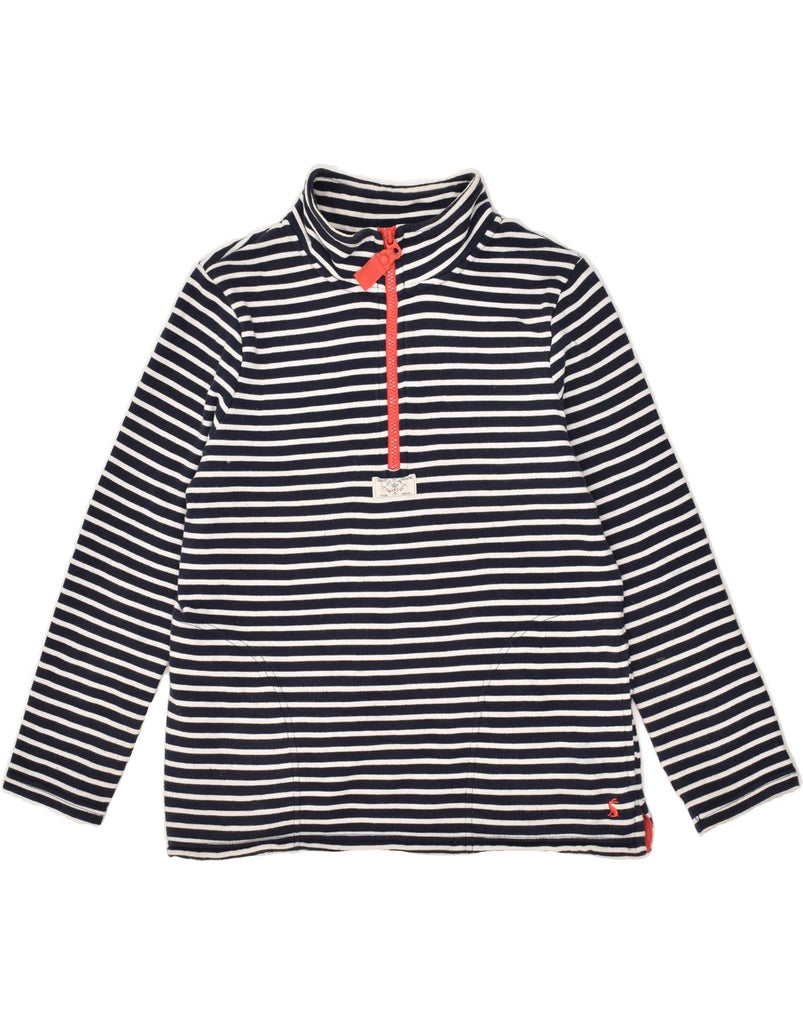 JOULES Womens Zip Neck Sweatshirt Jumper UK 8 Small Navy Blue Striped | Vintage Joules | Thrift | Second-Hand Joules | Used Clothing | Messina Hembry 