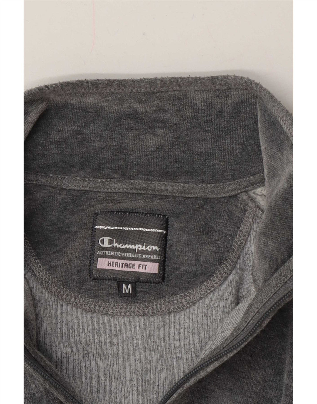 Champion Womens Heritage Fit Velour Tracksuit Top Jacket UK 14 Medium Grey