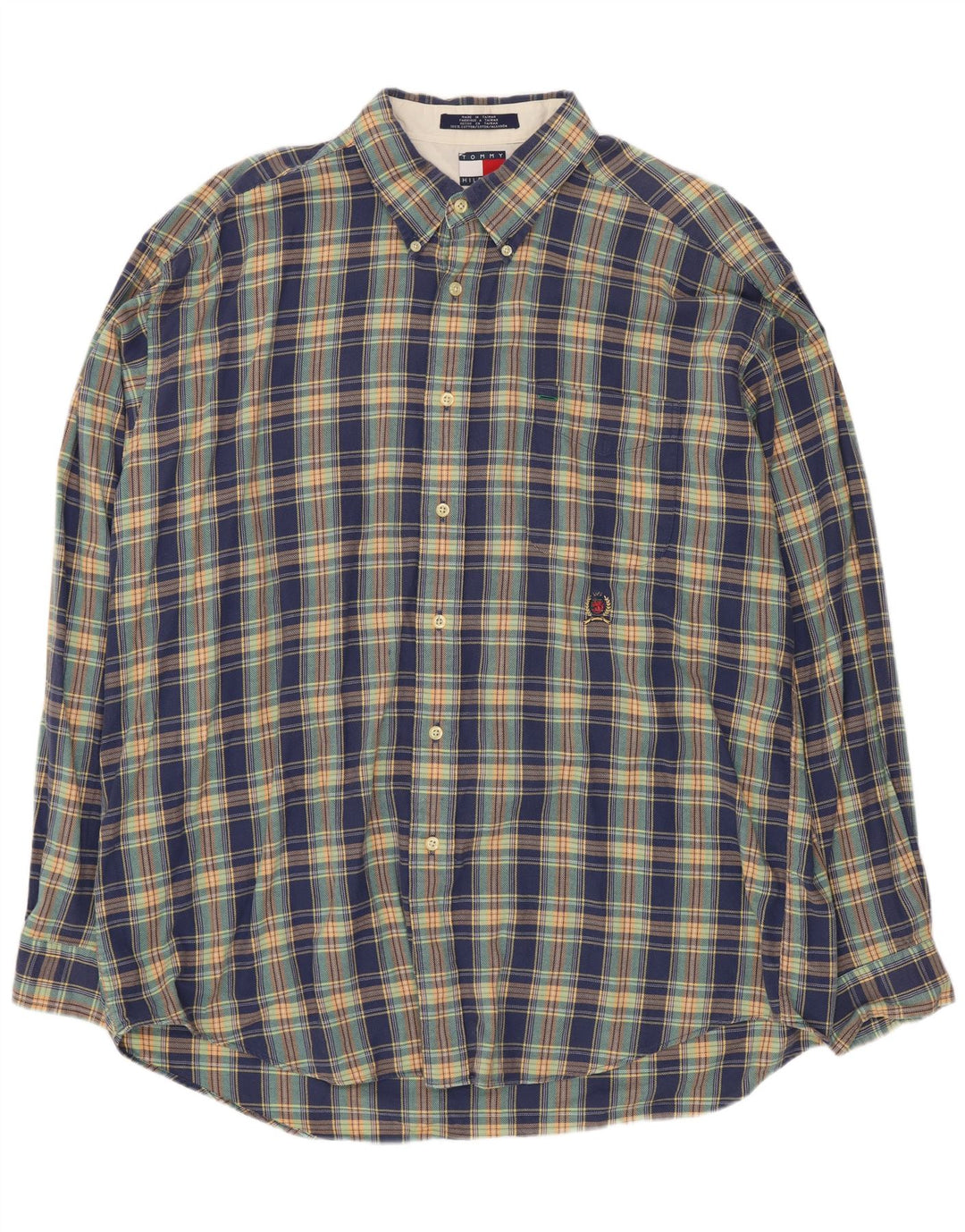 Tommy Hilfiger Mens Shirt XL Blue Check Cotton