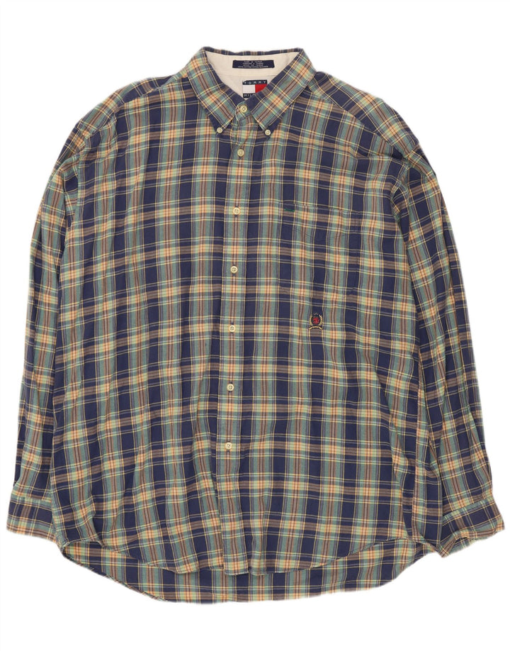 Tommy Hilfiger Mens Shirt XL Blue Check Cotton
