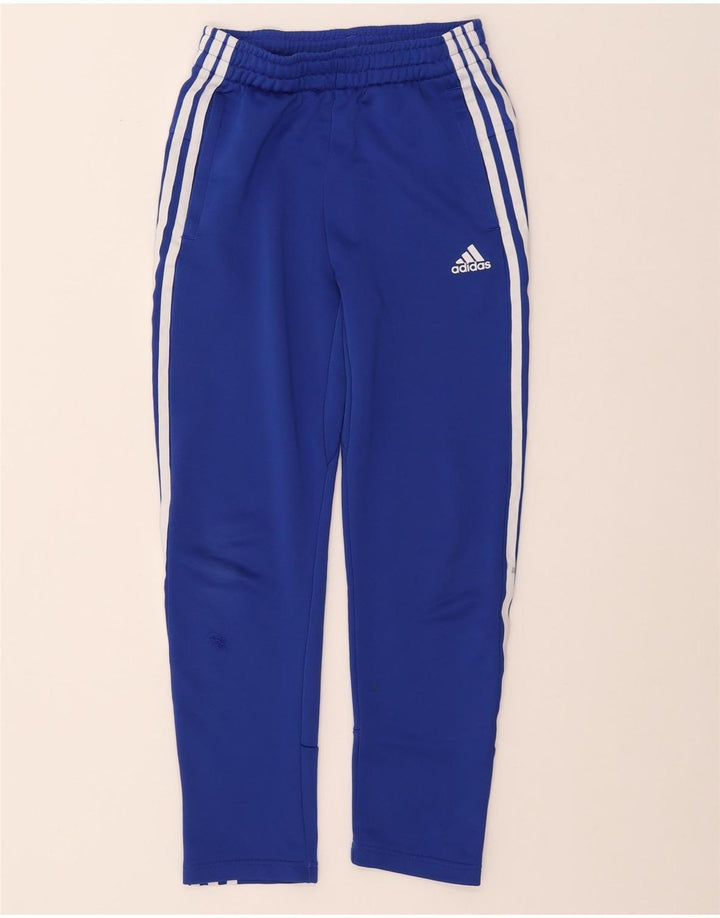 ADIDAS Boys Aeroready Tracksuit Trousers 9-10 Years Blue Polyester