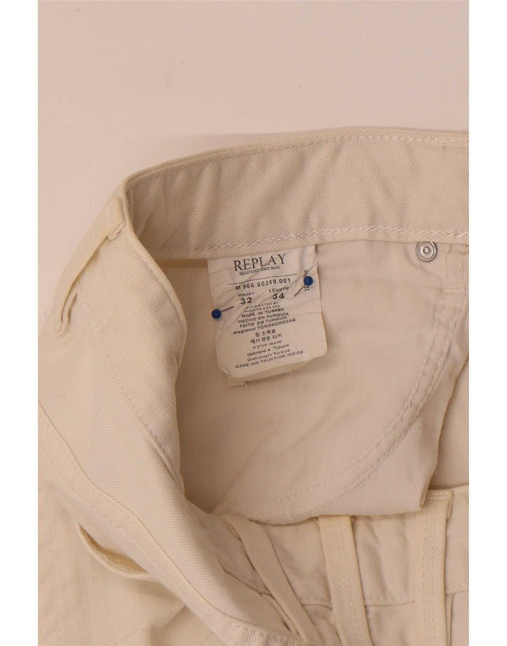 Replay Mens Jeto Straight Jeans W32 L31 White Cotton