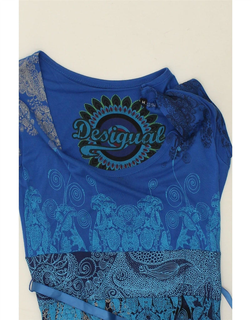 DESIGUAL Womens Graphic A-Line Dress UK 12 Medium Blue Paisley Viscose Vintage Desigual and Second-Hand Desigual from Messina Hembry 