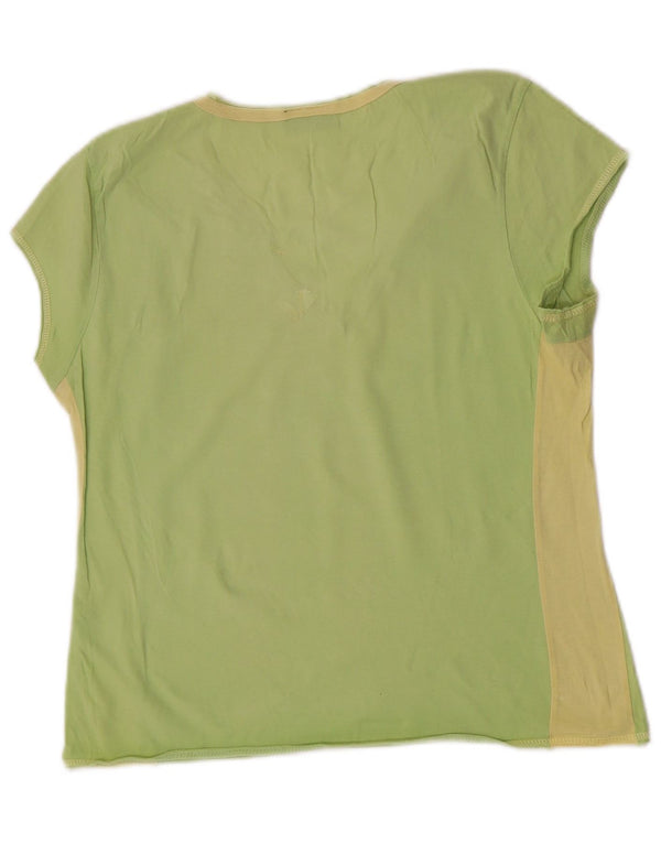 Wrangler Womens Graphic T-Shirt Top UK 14 Large Green Colourblock Cotton