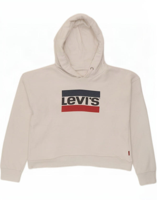 Levi's Girls Crop Graphic Hoodie Jumper 11-12 Years White Cotton