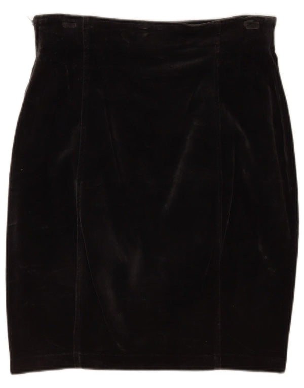 Trussardi Womens Velvet Pencil Skirt IT 46 Large W32 Black Cotton
