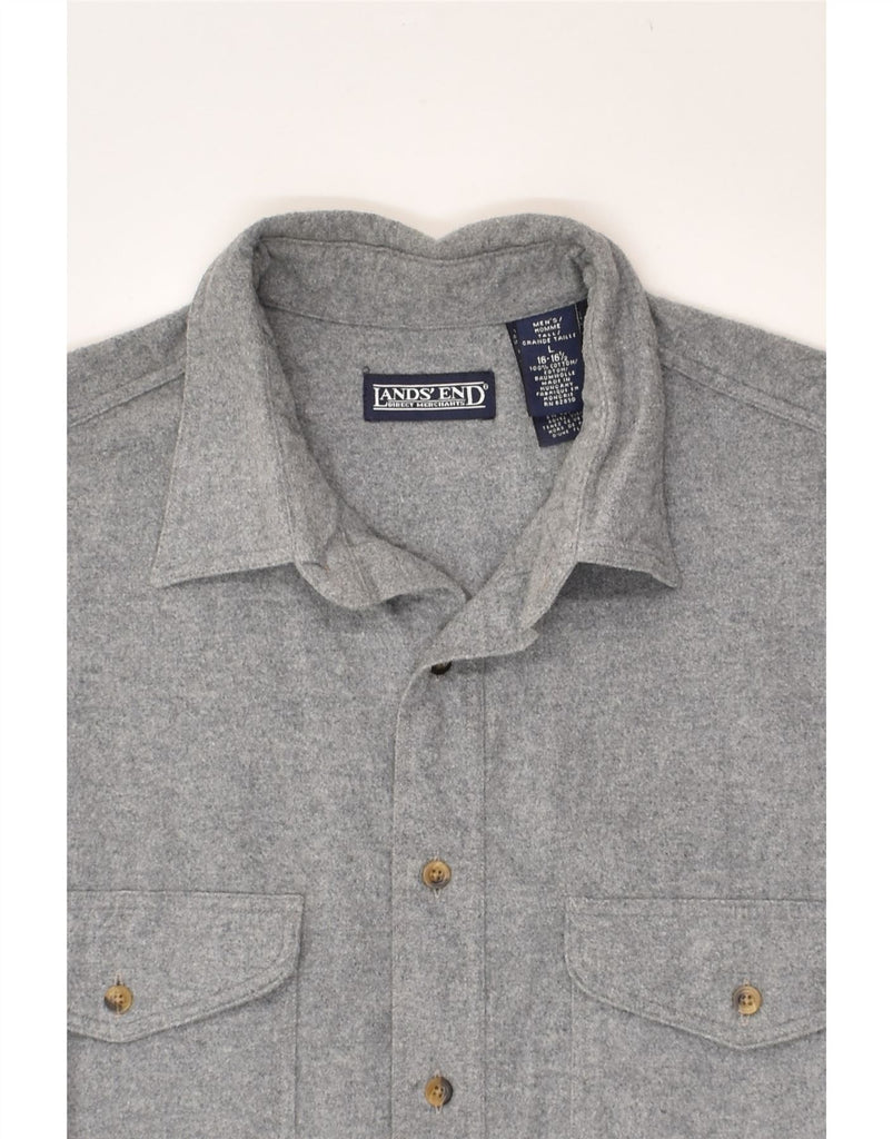 LANDS END Mens Shirt Size 16 16 1/2 Large Grey Cotton | Vintage Lands End | Thrift | Second-Hand Lands End | Used Clothing | Messina Hembry 