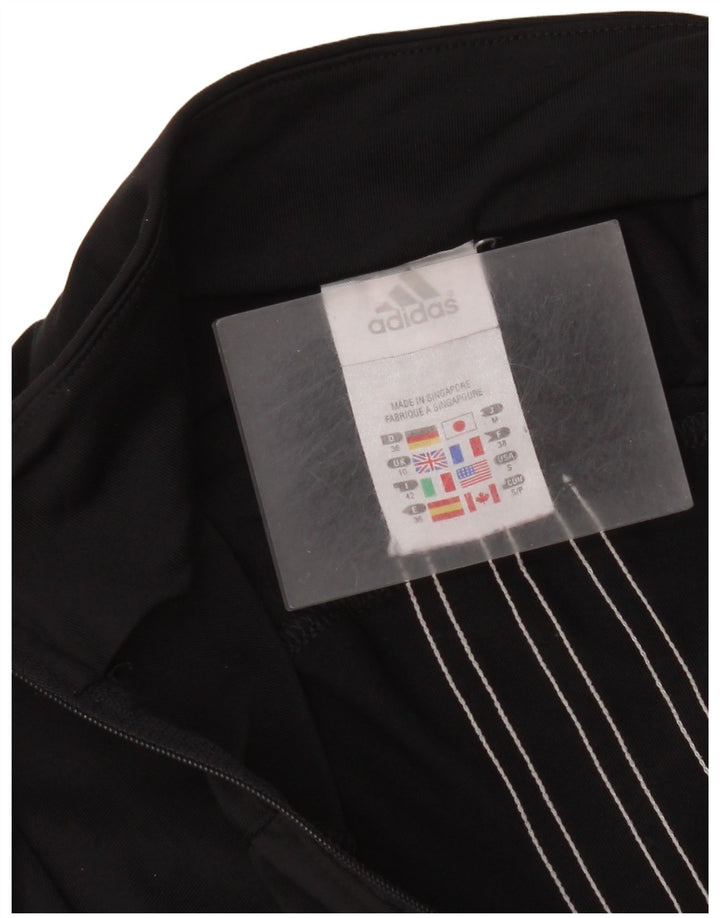 Adidas Womens Crop Tracksuit Top Jacket UK 10 Small Black Polyester