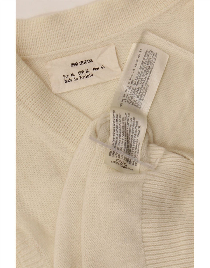 Zara Womens Vest Tank Top UK 18 XL Off White Wool