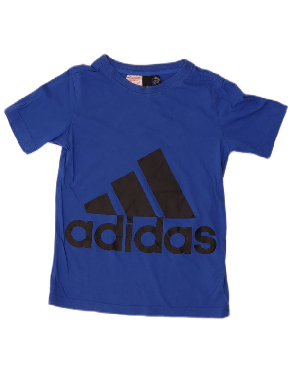 Adidas Boys Graphic T-Shirt Top 9-10 Years Blue Cotton