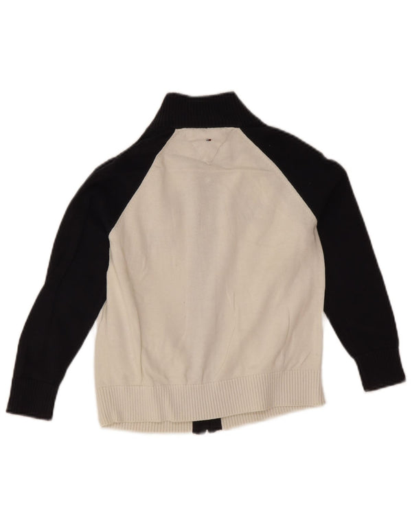 Tommy Hilfiger Boys Cardigan Sweater 4-5 Years Off White Colourblock
