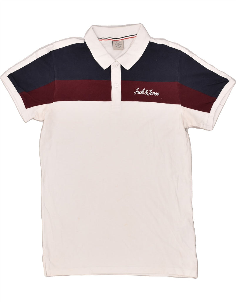 JACK & JONES Mens Polo Shirt Medium White Cotton | Vintage Jack & Jones | Thrift | Second-Hand Jack & Jones | Used Clothing | Messina Hembry 