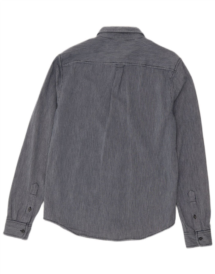 Superdry Mens Regular Fit Shirt Medium Navy Blue Pinstripe Cotton