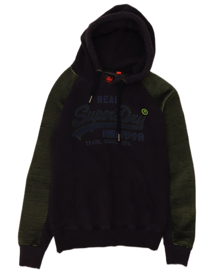 Superdry Mens Graphic Hoodie Jumper Large Navy Blue Cotton