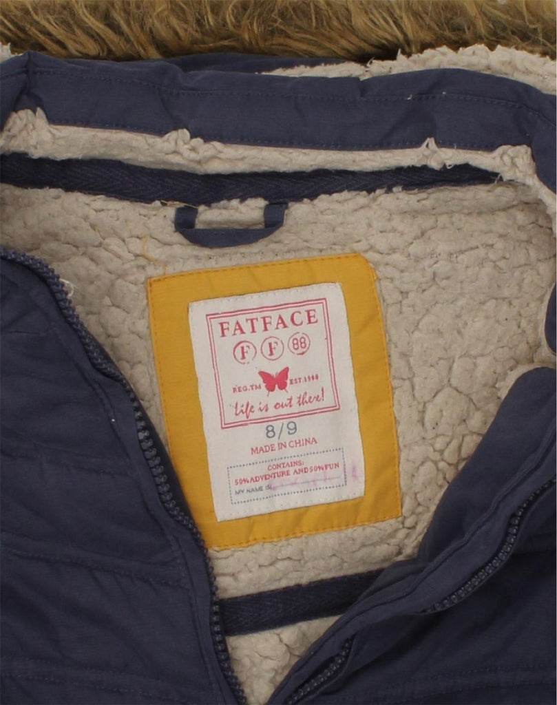 FAT FACE Girls Hooded Padded Jacket 8-9 Years Navy Blue Polyester | Vintage Fat Face | Thrift | Second-Hand Fat Face | Used Clothing | Messina Hembry 