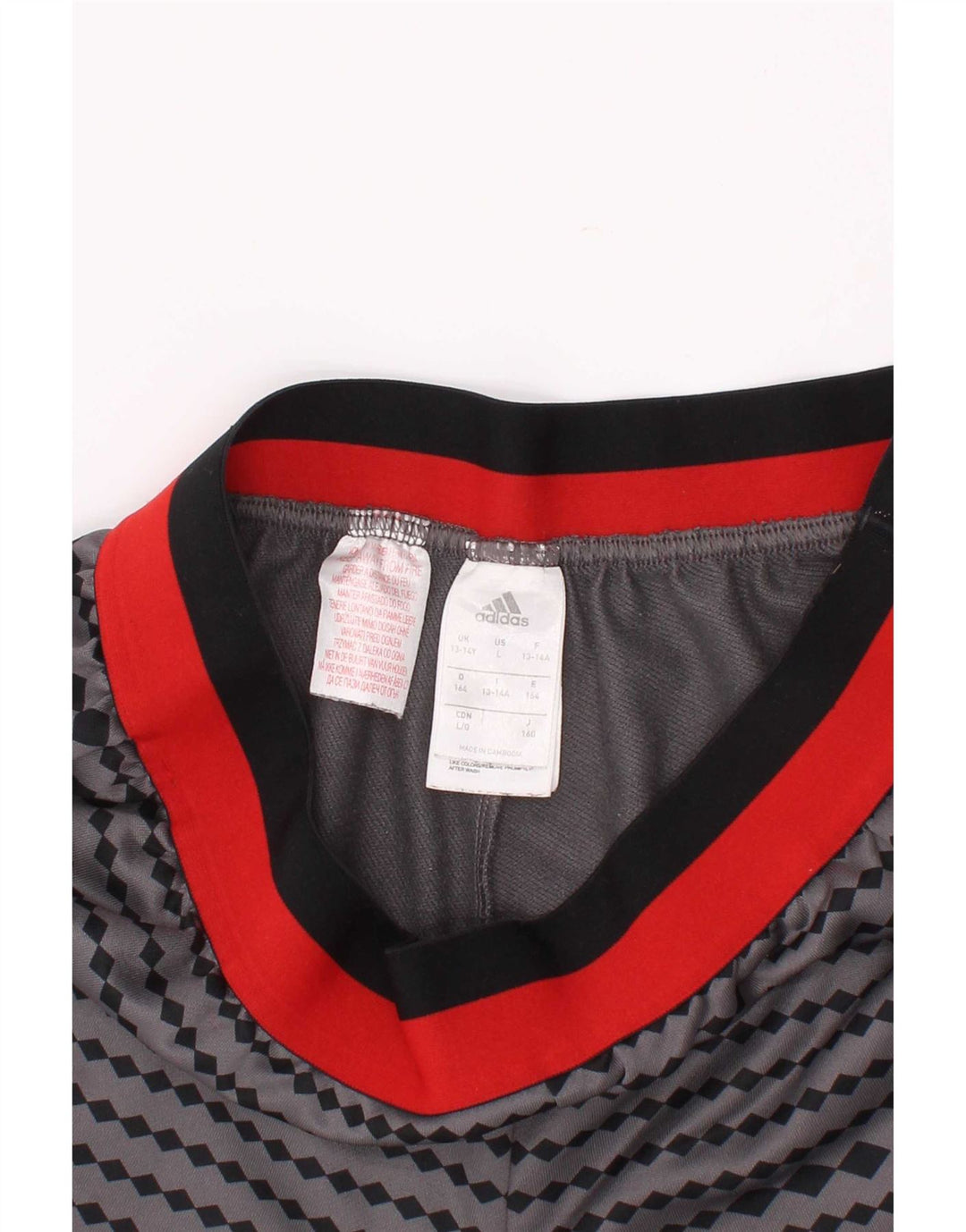 Adidas Boys Sport Shorts 13-14 Years Grey Geometric Polyester