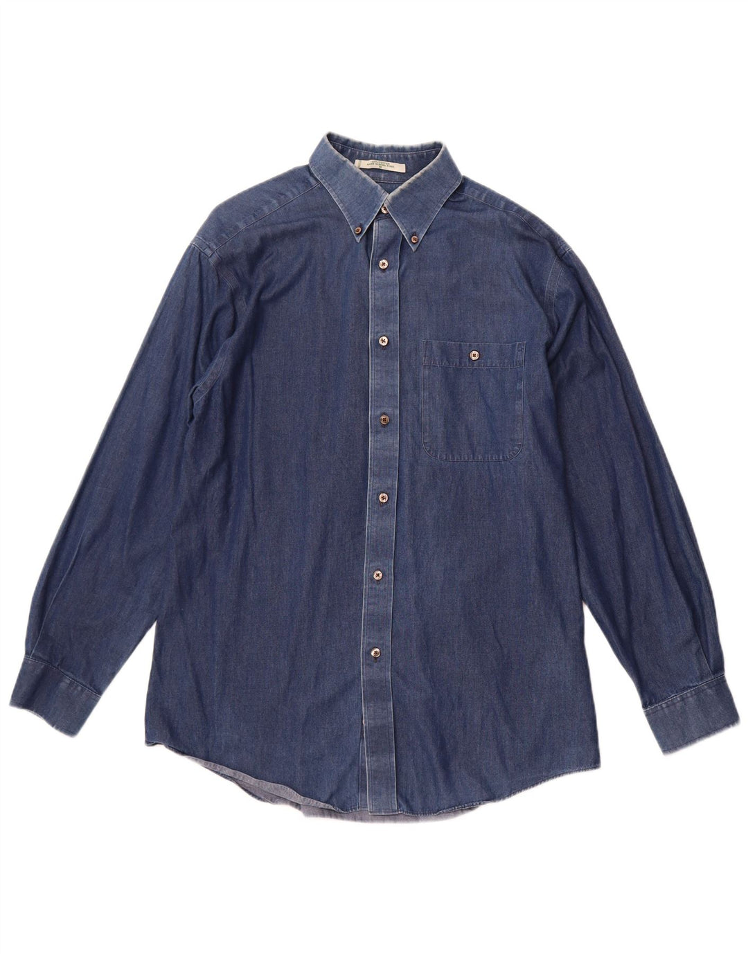 Orvis Mens Denim Shirt Medium Blue Cotton
