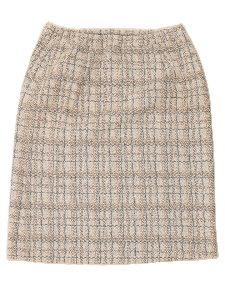 VINTAGE Womens Straight Skirt IT 46 Large W36 Beige Check Polyester Vintage Vintage and Second-Hand Vintage from Messina Hembry 