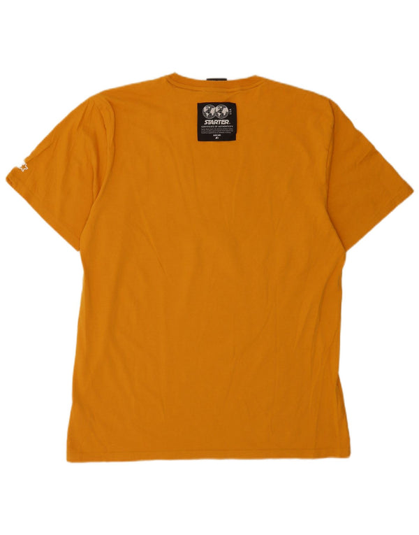 Starter Mens Graphic T-Shirt Top 2XL Yellow Cotton