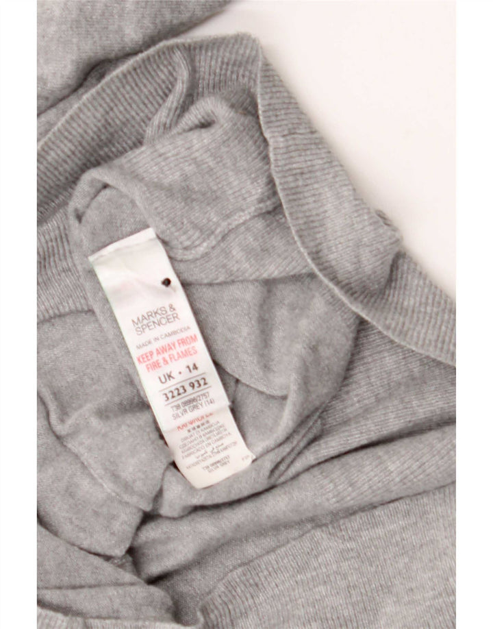 Marks & Spencer Womens Ruffle Cardigan Sweater UK 14 Medium Grey Flecked