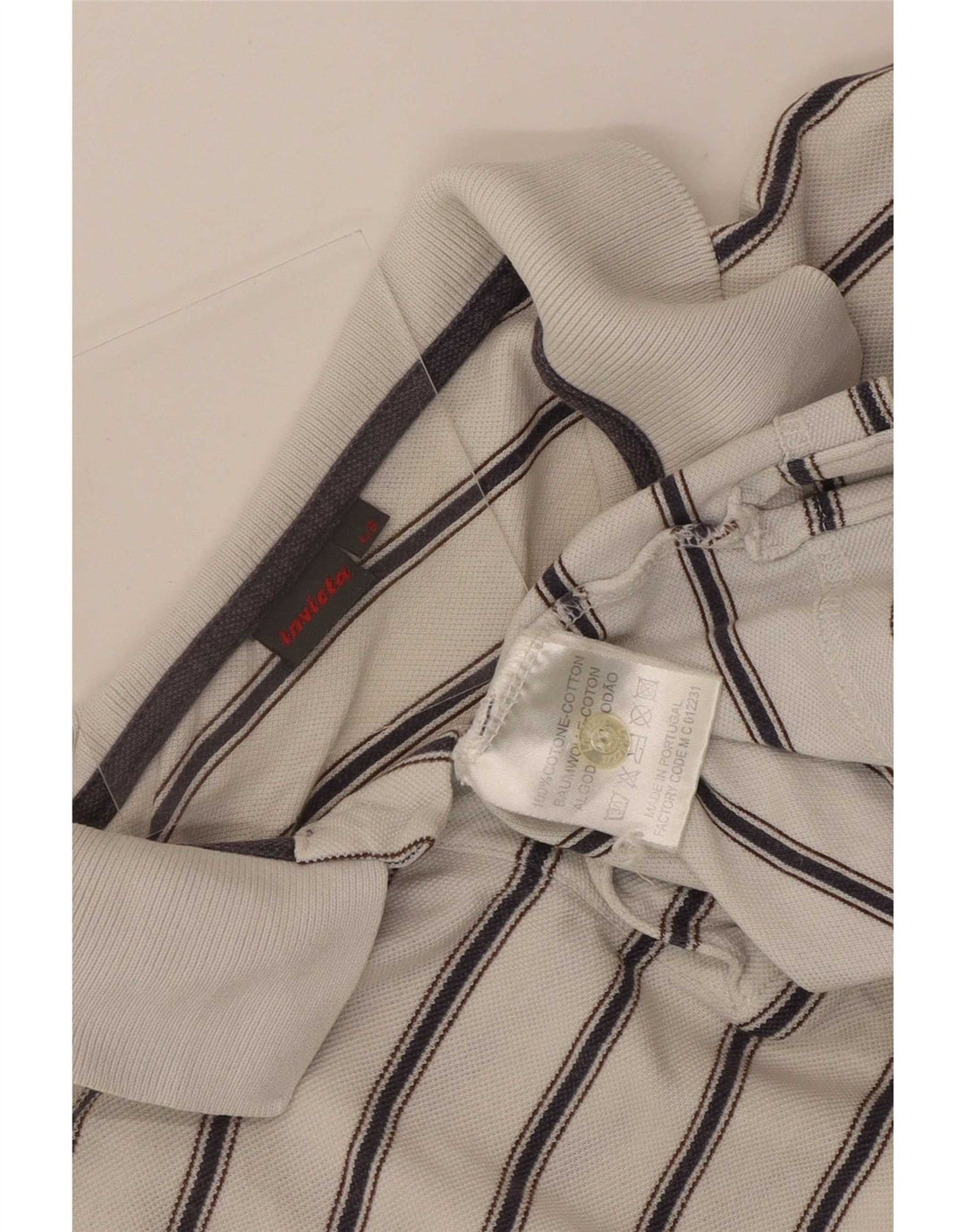 Invicta Mens Polo Shirt IT 48 Medium White Striped Cotton