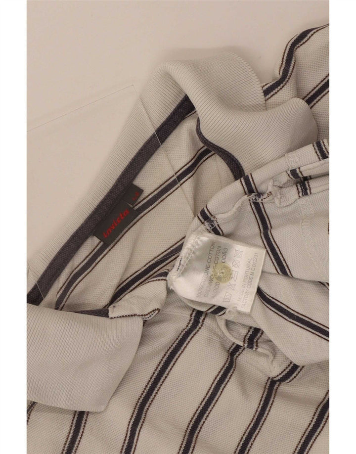 Invicta Mens Polo Shirt IT 48 Medium White Striped Cotton
