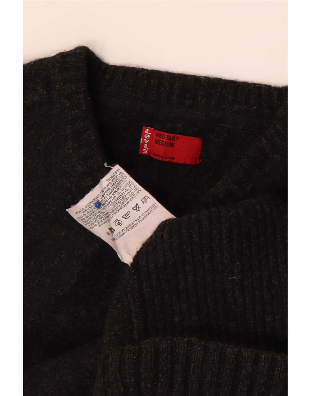 Levi's Mens V-Neck Jumper Sweater Medium Black Lambswool