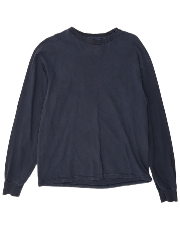 Champion Womens Top Long Sleeve UK 14 Medium Navy Blue Cotton
