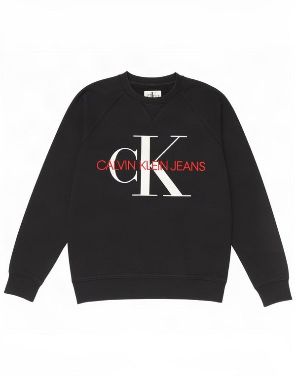 Calvin Klein Jeans Mens Graphic Sweatshirt Jumper Large Black Cotton