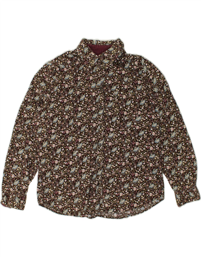 EDDIE BAUER Womens Shirt UK 16 Large Brown Floral Cotton | Vintage Eddie Bauer | Thrift | Second-Hand Eddie Bauer | Used Clothing | Messina Hembry 