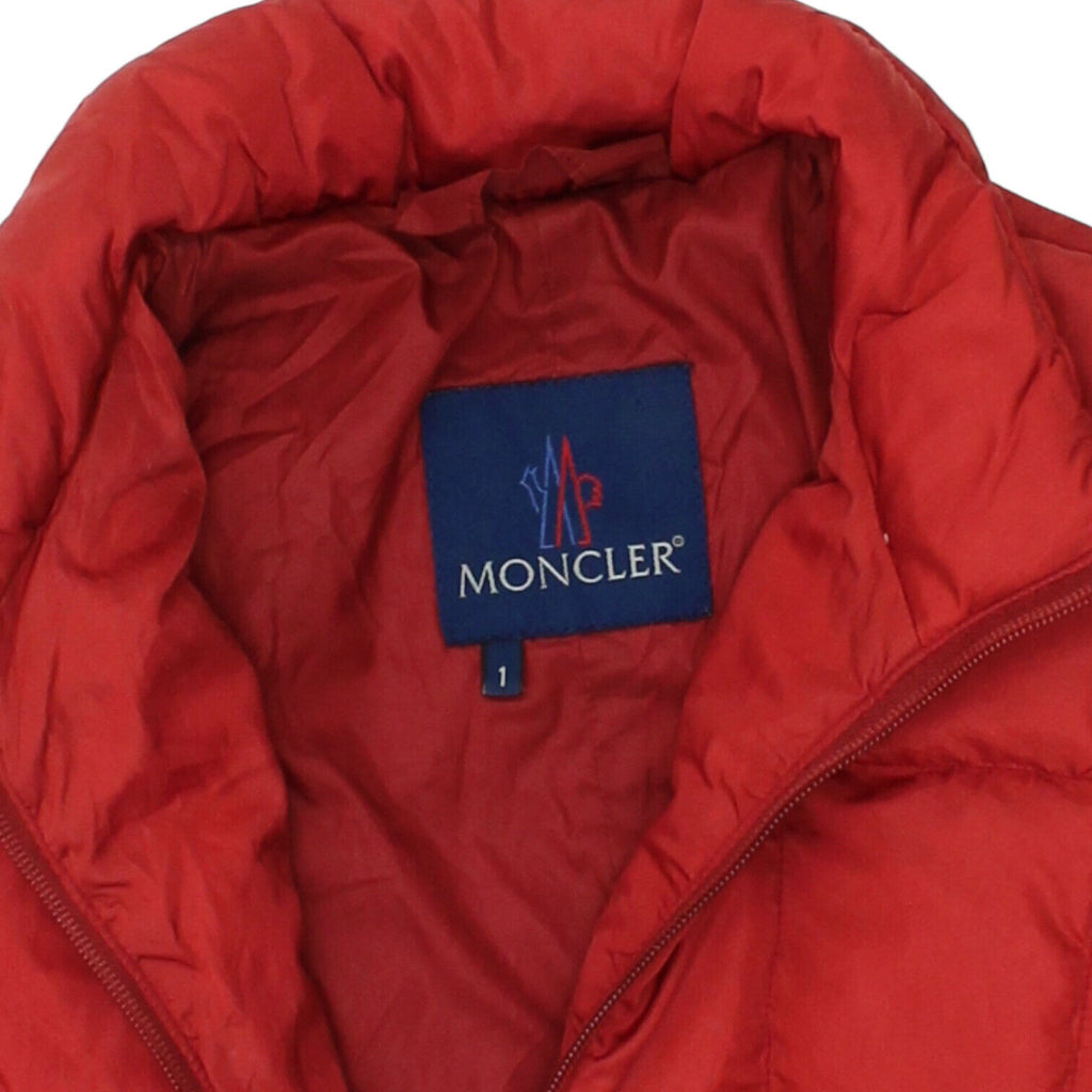 Moncler Womens Long Red Nylon Zip Up Padded Coat | Vintage Designer Puffer VTG | Vintage Messina Hembry | Thrift | Second-Hand Messina Hembry | Used Clothing | Messina Hembry 
