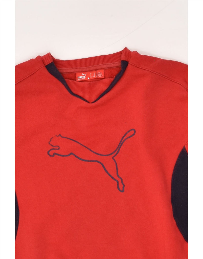 PUMA Boys Graphic Sweatshirt Jumper 11-12 Years Large Red Colourblock | Vintage Puma | Thrift | Second-Hand Puma | Used Clothing | Messina Hembry 