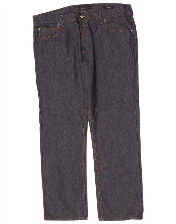 Marks & Spencer Mens Autograph Straight Jeans W40 L31 Navy Blue Cotton