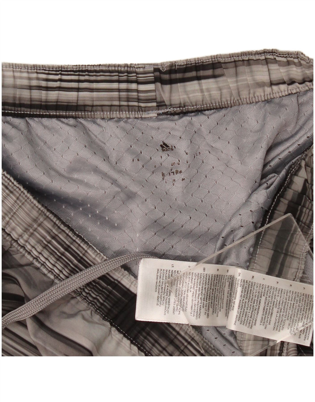 Adidas Womens Climalite Sport Shorts UK 14 Medium Grey Striped Polyester