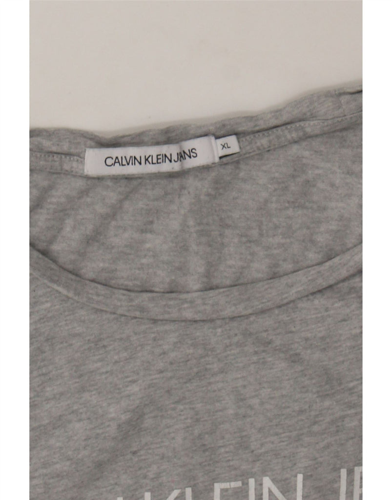 CALVIN KLEIN JEANS Womens Graphic T-Shirt Top UK 18 XL Grey Vintage Calvin Klein Jeans and Second-Hand Calvin Klein Jeans from Messina Hembry 