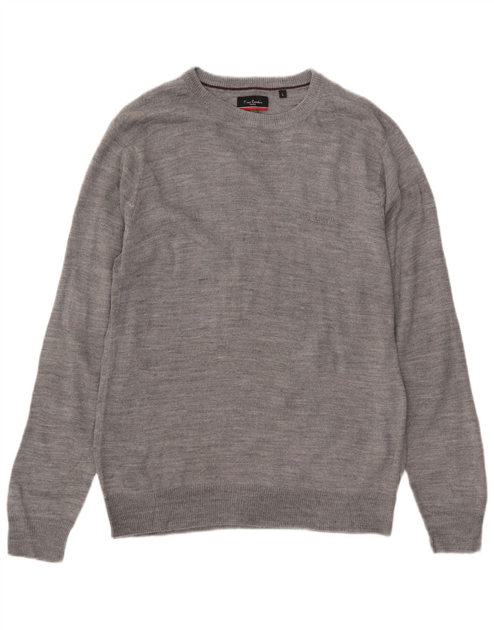 Pierre Cardin Mens Crew Neck Jumper Sweater Large Grey Acrylic