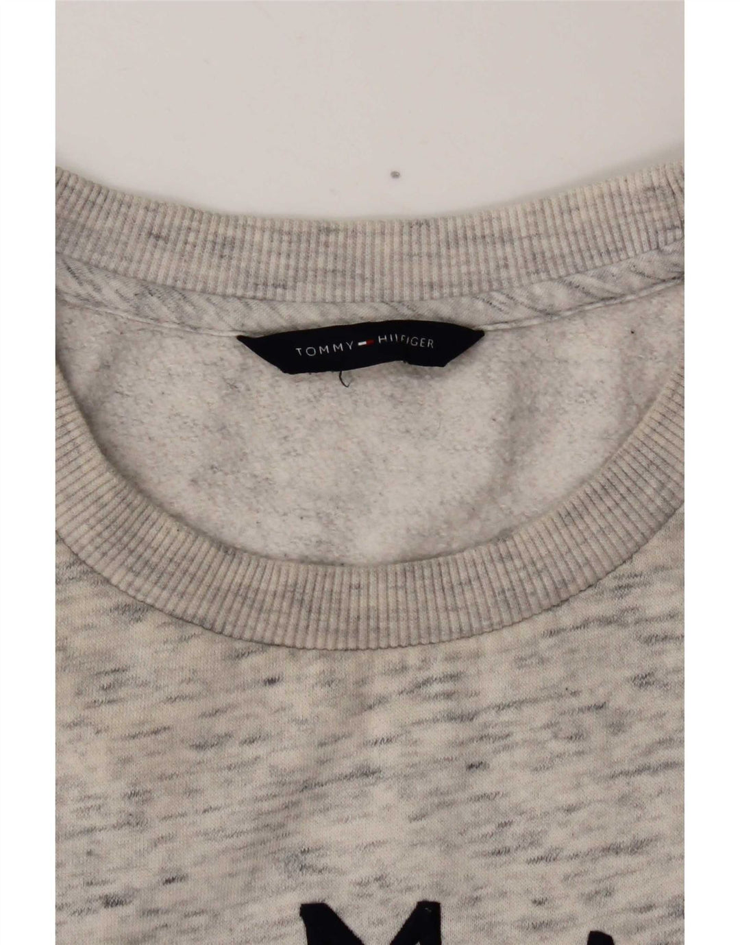 Tommy Hilfiger Womens Graphic Sweatshirt Jumper UK 12 Medium Grey Flecked